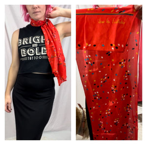 Vintage Red | Diane Von Furstenberg Polka Dot Abstract Print Long Silk Scarf