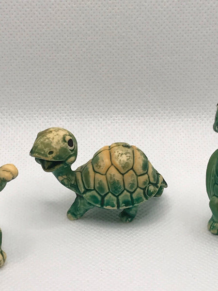 Vintage |Tiny Green Turtle Figurines (3) | Height 1 3/4 inches height | Acrylic