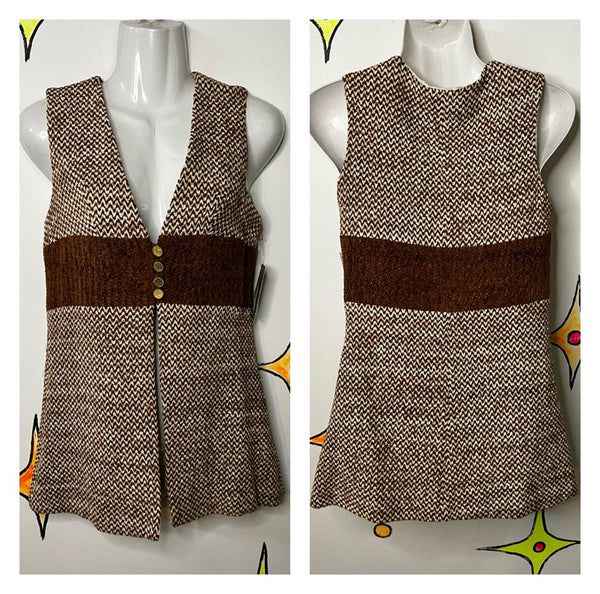 Vintage 60s 70s | Groovy MOD Waistcoat Bohemian Vest Top | Size Small