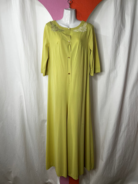 Vintage 60s 70s | Lime Green Nylon Nighty Slip Romper Jumpsuit Playsuit | M