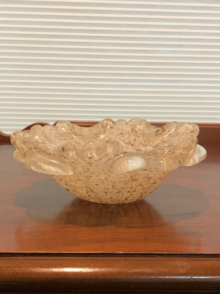 White Glass Bowl with Gold