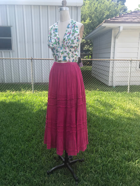 Vtg 70s | Bohemian Hippie Festival Gypsy Witchy Gauzy Prairie Skirt | Free Size