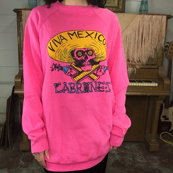 Vintage 90s | Deadstock | Hot Pink Viva Mexico Sweatshirt | XL