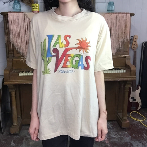 Vintage 70s | Las Vegas Souvenir Novelty Single Stitch T Shirt | XL