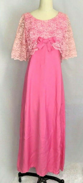 Rare Collectable Retro | 1960's Pink EMMA DOMB Empire Full length Cocktail Dress / Party Dress / Mad Men S