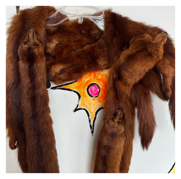 Vintage 30s 40s 50s | Brown Mink Fur Pelts Stole Scarf Wrap Boa
