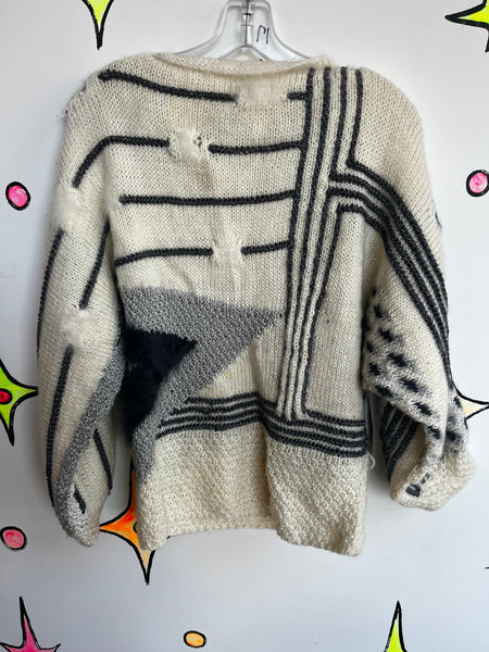 Vintage 80s 90s | Oversized Chunky Cozy Mohair Angora Abstract Sweater