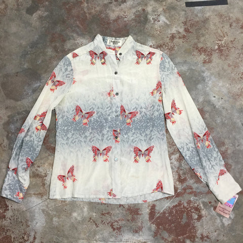 Vintage | FRANCK OLIVER Butterfly Print Silk Blouse Top | Size 42