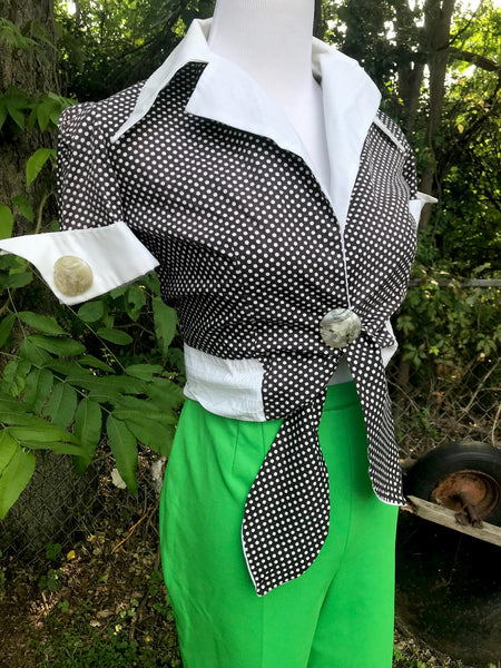 Vintage 60s 70s | Go Go Disco Groovy Hippie Boho Mod Retro Blouse Crop Top | S
