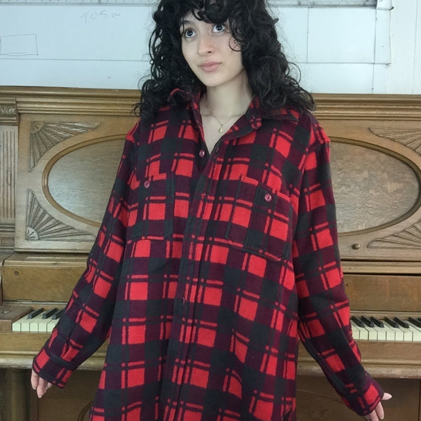 Vintage Champion| Red Plaid Lumberjack Shirt Jacket Heavy Flannel | XXL
