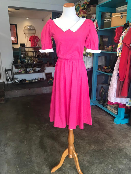 Vintage Collared Peter Pan Babydoll Dress 70s Mod Mini Dolly Trim Sixties Lolita 1970s Small