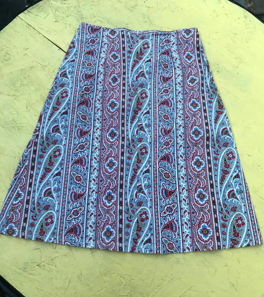 Vintage 90s does 70s Groovy Boho Hippie Paisley High Waisted Pencil Skirt Size S