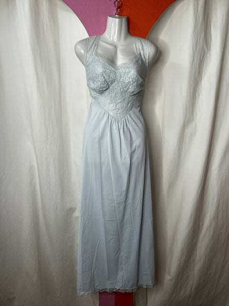 Vintage 50s 60s | Blue Nylon and Lace Slip | 34