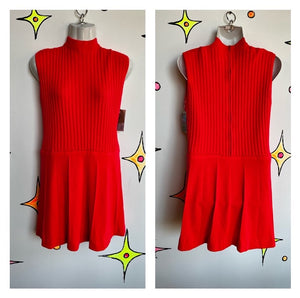 Vintage 60s | Wool Tangerine Mod GoGo Space Age Turtleneck Knit Mini Dress | 6/8