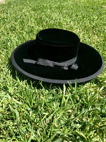 VTG 50s 60s | Wide Brim Black Velvet Glam Starlet Old Hollywood High Fashion Hat