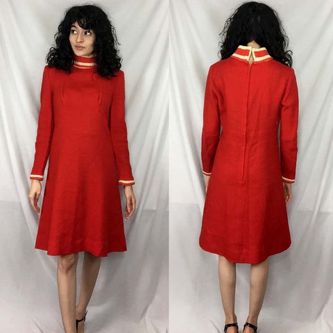 Vintage 60s 70s | MOD Red Twiggy Disco GoGo Groovy Mini Scooter Dress | S/M