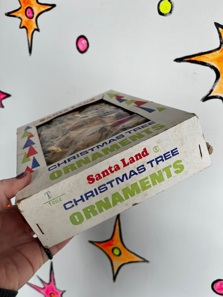 Vintage Midcentury | 1960s Santa Land Christmas Tree Ornaments in Original Box