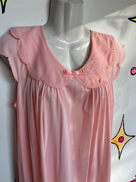Vintage 60s | Pink Shadow Line Slip Mini Dress | Size Medium