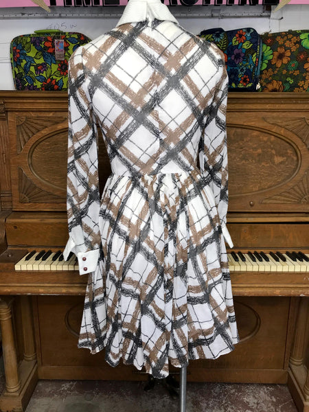 Vintage 60s 70s | Big Collar Bow Neck GoGo Babydoll Mod Party Mini Dress | S