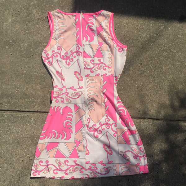 VTG 60s 70s | Psychedelic Pink GoGo Mod Scooter Dress Groovy Mini dress | S/M