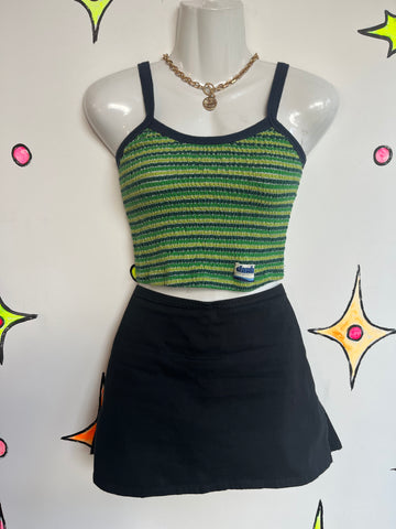 Vintage 90s Y2k | Green Dawls Striped Cami Crop Top | size M