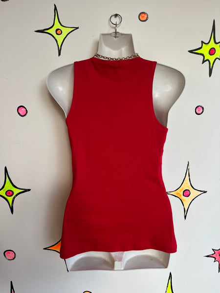 Vintage 90s Y2k | Red Zip Up Guess Tank Top | size S