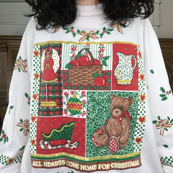 Vintage 80s 90s | Teddy Bear Tacky Ugly Christmas Sweatshirt Sweater | L