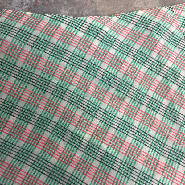 Vintage 40s 1950s | Plaid Fit and Flair Semi Sheer Pin Up Cotton Day Dress | XS