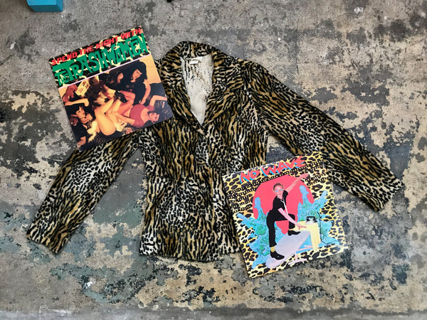 Vintage70s 80s | Faux Fur Leopard Print Glam Jacket Bohemian Pinup Mod | SM