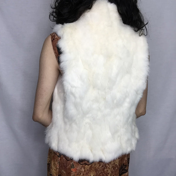 Vintage | Charles Klein White Rabbit Fur Boho Hippie Vest | Size M