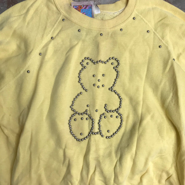 Vintage 80s 90s | Kawaii Embellished Teddy Bear Sweater Sweatshirt | Size L