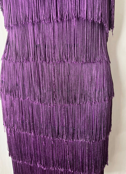 Vintage | Purple Fringe 60s GoGo Girl or 20s Flapper Mini dress | Size S