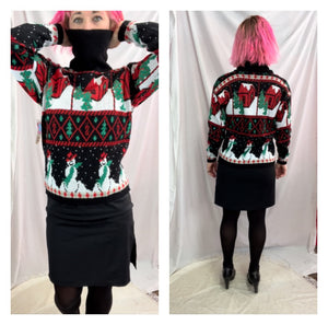 Vintage 80s 90s | Snowman Tacky Ugly Christmas Turtleneck Sweater | Size S