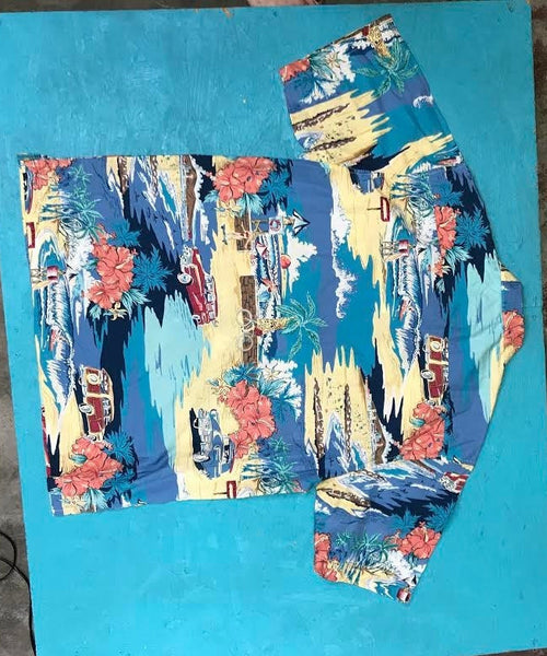 VTG Hawaiian Hilo Hattie Tiki Surf Tropical Floral Button Down Vacation Shirt M