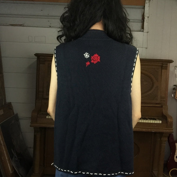 Vintage | Embellished Patchwork Tacky Ugly Christmas Sweater Vest | Woman’s Size L