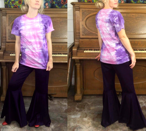 Vintage 90s does 70s | Purple Groovy Hippie Selena Disco Bell Bottoms | Size L