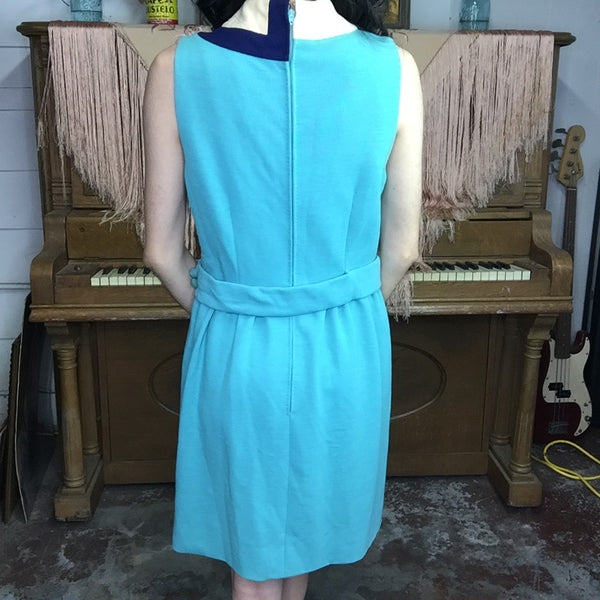 Vintage 60s | MOD Blue Twiggy Space Age GoGo MCM Mini Scooter Dress | S/M