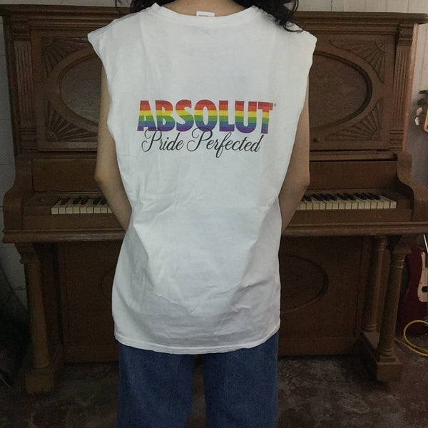 Vintage 90s | Absolut Vodka Rainbow Pride Sleeveless T Shirt | L