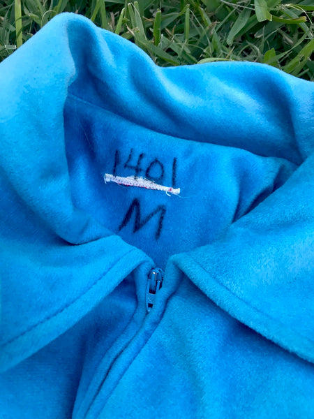 Vintage 60s 70s | Blue Velour GoGo Mod Scooter Zip Up Groovy Mini dress | M