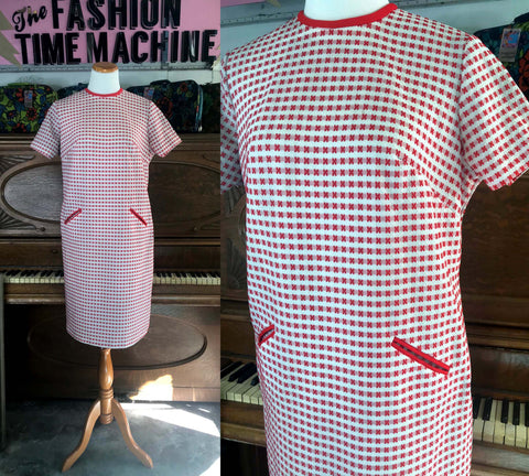 Vintage 60s 70s | Red GoGo Mod Scooter Space Age Dress Groovy Minidress | XL