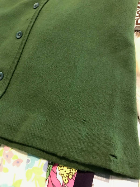 Vintage Mod 60s 70s | Green Button Down Wool Waistcoat Layering Piece Jacket | M