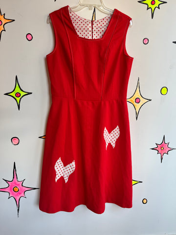 Vintage 1960s 70s | Groovy Red Orange GoGo Mod Mini Butterfly Dress | Size L