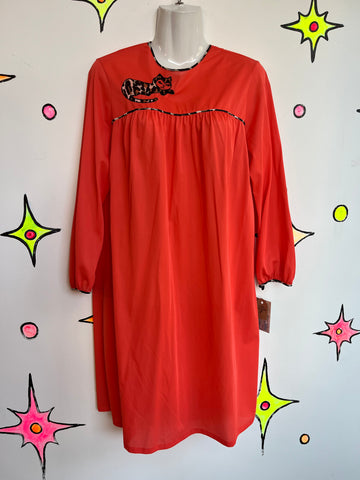 Vintage Red Nighty Lingerie PJs with Leopard Print Kitty Cat