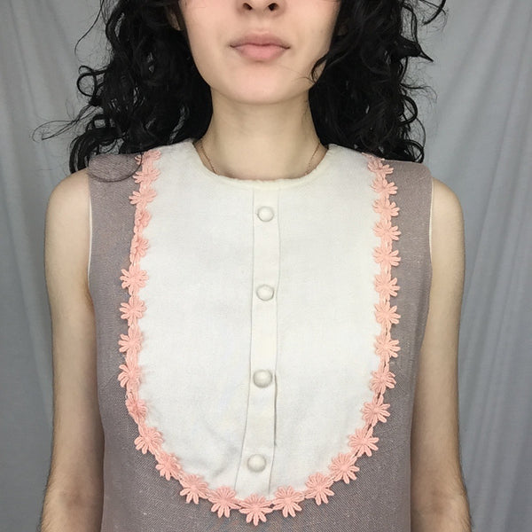 Vintage 60s  | MOD Daisy Trim Twiggy GoGo Mini A Line Dress | S