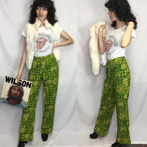 VTG 90s does 70s | Groovy Psychedelic Rave Disco Boho Hippie Bell Bottoms | L