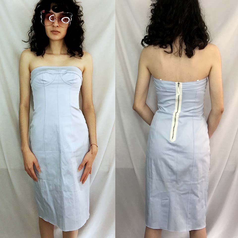 Vintage 90s Y2K | D&G Strapless Bodycon Bustier Pencil Dress | XS