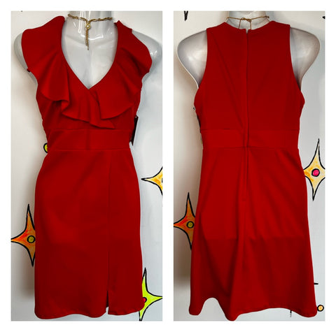 Vintage 1960s 60s | Red GoGo Mod A Line Mini Dress | Size S