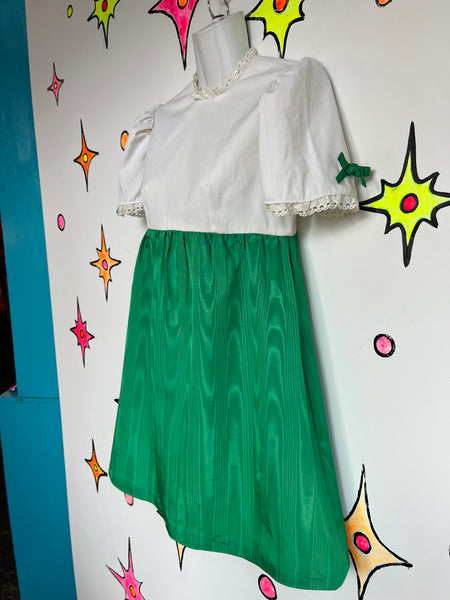 Vintage 1960s 60s | Green Taffeta GoGo Mod Romper Mini Babydoll Dress | Size XS