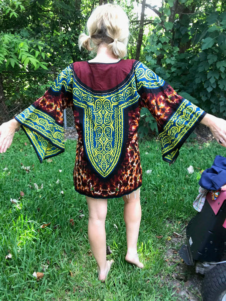 Vintage 70s | African Hippie Boho Festival Tunic Kaftan Dashiki Shirt Top Blouse