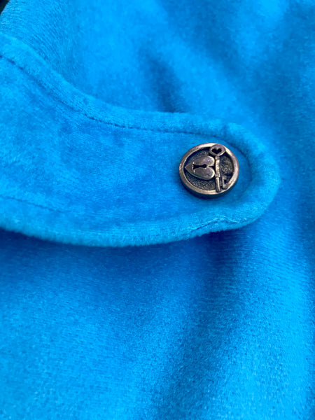 Vintage 60s 70s | Blue Velour GoGo Mod Scooter Zip Up Groovy Mini dress | M